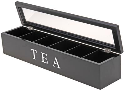 Theedoos zwart 6-vaks