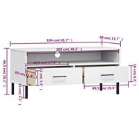 Tv-meubel met metalen poten OSLO massief grenenhout wit - thumbnail