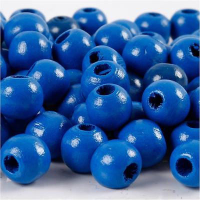 Creativ Company Houten kralen, d 10 mm, gatgrootte 3 mm, ca. 70 stuk, blauw, 20 gr/ 1 doos
