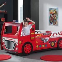 Vipack bed Brandweer - rood - incl. LED - 101x101x223 cm - thumbnail