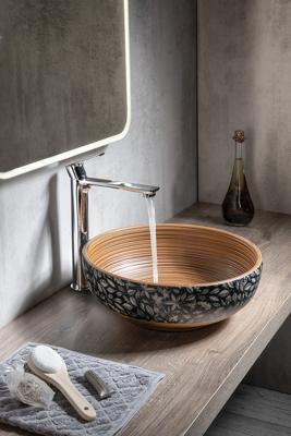 Sapho Priori keramische ronde waskom 40cm bruin/blauw Sapho Priori keramische ronde waskom 40cm bruin/blauw