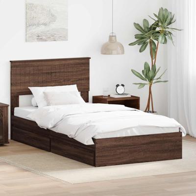 Bedframe met lade Bruin Eiken 100 x 200 cm Bewerkt hout