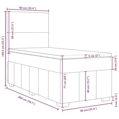 Boxspring met matras stof taupe 90x200 cm - thumbnail