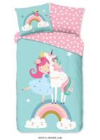 Good Morning Kinderdekbedovertrek "eenhoorn met regenboog" - Multi - (140x200/220 cm) - Katoen - thumbnail