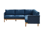 Kolbe corner lounge set navy steel/braided navy/acacia teak look Eurofar - Eurofar - thumbnail