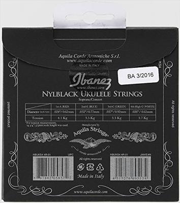 Ibanez NBUKS4 snarenset voor sopraan of concert ukelele - black nylon