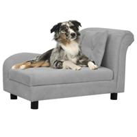 Hondenbank met kussen 83x44x44 cm pluche grijs - thumbnail