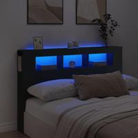 Hoofdeinde met LED 160x18,5x103,5 cm bewerkt hout zwart - thumbnail