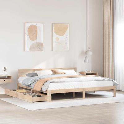 Bedframe met lades massief grenenhout 180x200 cm