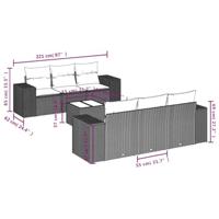 7-delige Loungeset met kussens poly rattan lichtgrijs - thumbnail