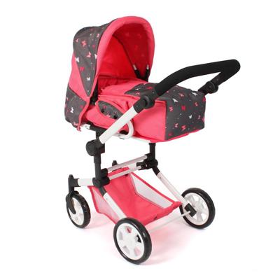 Combi-poppenwagen Jara - Vlinders Koraal Combi-poppenwagen Jara - Vlinders Koraal