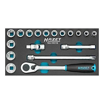 HAZET Dopsleutelset 163-191/18 · 1/2 inch (12,5 mm) vierkant hol · Buiten-zeskant-tractieprofiel · 18-delig · 10 - 27 HAZET Dopsleutelset 163-191/18 · 1/2 inch (12,5 mm) vierkant hol · Buiten-zeskant-tractieprofiel · 18-delig · 10 - 27