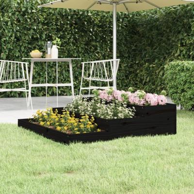 VidaXL Plantenbak 107x107x27 cm massief grenenhout zwart