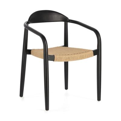 Kave Home Tuin / Eetkamerstoel 'Nina', kleur Naturel/Zwart Kave Home Tuin / Eetkamerstoel 'Nina', kleur Naturel/Zwart
