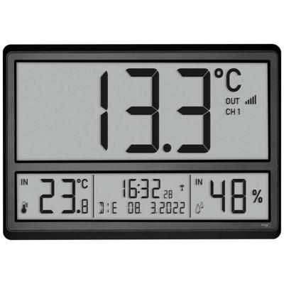 TFA Dostmann 60.4523.01 Zendergestuurd Wandklok 36 cm x 23.5 cm x 2.8 cm Zwart Groot display