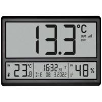 TFA Dostmann 60.4523.01 Zendergestuurd Wandklok 36 cm x 23.5 cm x 2.8 cm Zwart Groot display - thumbnail