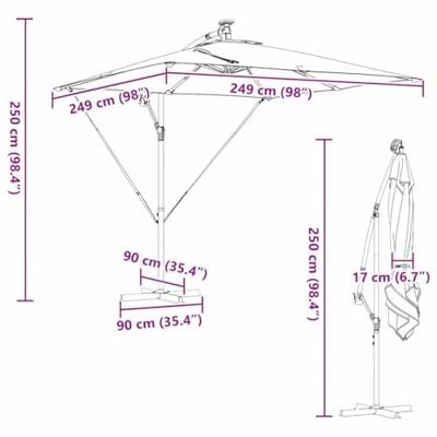 Cantilever Banana Parasol Taupe 249 x 249 x 250 cm