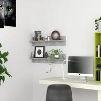 Wandschappen 2 st 80x11,5x18 cm bewerkt hout betongrijs - thumbnail