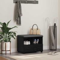 Halbank met kussen met lade Zwart Eiken 60 x 38 x 46 cm - thumbnail