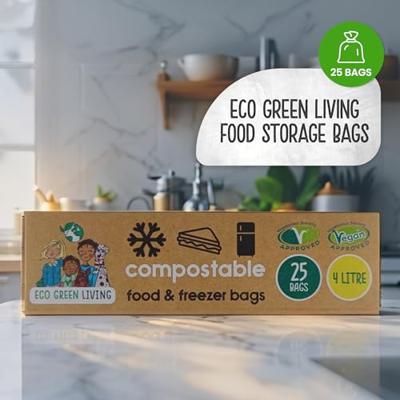 Eco Green Living Composteerbare diepvrieszakken 4 liter - 25 stuks Eco Green Living Composteerbare diepvrieszakken 4 liter - 25 stuks