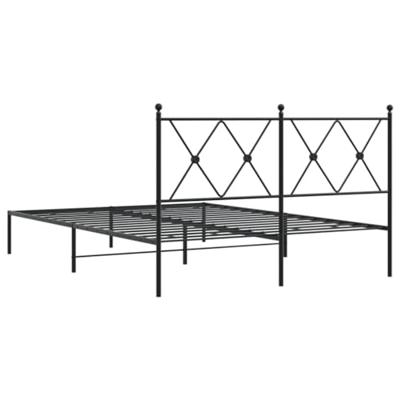 Bedframe met hoofdbord metaal zwart 135x190 cm