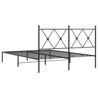Bedframe met hoofdbord metaal zwart 135x190 cm - thumbnail