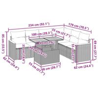 7-delige Loungeset met kussens poly rattan acacia beige - thumbnail