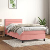 Boxspring met matras fluweel roze 100x200 cm - thumbnail