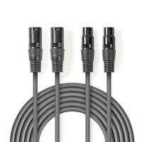 Nedis COTH15030GY15 Gebalanceerde Xlr-audiokabel 2x Xlr 3-pins Male - 2x Xlr 3-pins Female 1,5 M Grijs - thumbnail