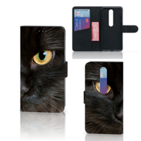 Nokia 6.1 (2018) Telefoonhoesje met Pasjes Zwarte Kat - thumbnail