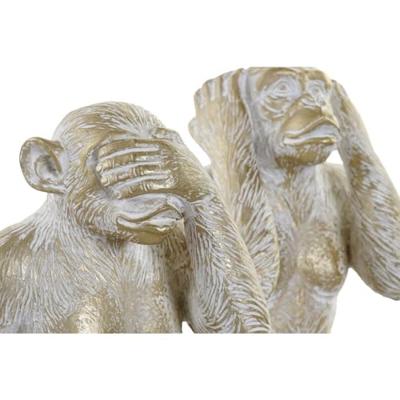 Decoratieve figuren Home ESPRIT Gouden Aap Tropisch 21 x 17 x 25 cm (3 Stuks)