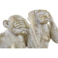 Decoratieve figuren Home ESPRIT Gouden Aap Tropisch 21 x 17 x 25 cm (3 Stuks) - thumbnail