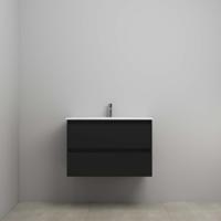 On-Line Onderkast - 80 cm - Voorgemonteerd - Porseleinen Wastafel - 1 Kraangat - Mat Zwart - thumbnail