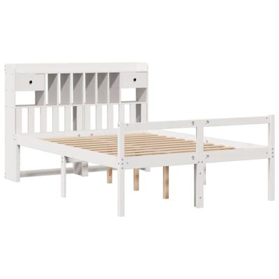 Bed met boekenkast zonder matras grenenhout wit 150x200 cm - thumbnail