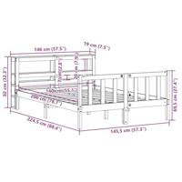 Bedframe zonder matras massief grenenhout wit 140x200 cm - thumbnail