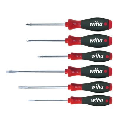 SoftFinish sleufkop/ Phillips/ Pozidriv-schroevendraaierset, 6-delig Wiha