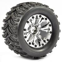 Fastrax Arrow MT banden op chrome 6-spaaks velgen - 1/10 Truck - thumbnail