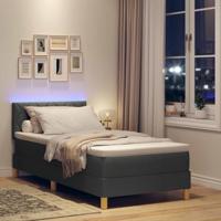 Boxspring Bed met Matras & LED Donkergrijs 100x200 cm Stof - thumbnail