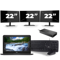 Dell Latitude 3300 - Intel Core i3-7e Generatie - 13 inch - 8GB RAM - 256GB SSD - Windows 11 + 3x 22 inch Monitor - thumbnail