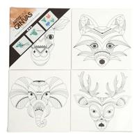 Creativ Company Canvas met dierenprint, 4st. - thumbnail