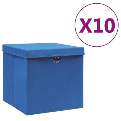 VidaXL Opbergboxen met deksel 4 st 28x28x28 cm blauw VidaXL Opbergboxen met deksel 4 st 28x28x28 cm blauw