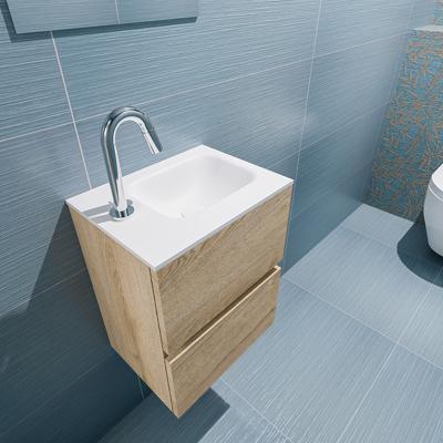 MONDIAZ ADA 40cm toiletmeubel washed oak. LEX wastafel talc rechts 1 kraangat