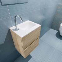 MONDIAZ ADA 40cm toiletmeubel washed oak. LEX wastafel talc rechts 1 kraangat - thumbnail
