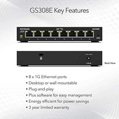 NETGEAR GS308E Ethernet Switch 8 poorten 16 GBit/s