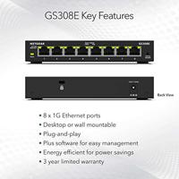 NETGEAR GS308E Ethernet Switch 8 poorten 16 GBit/s - thumbnail