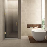 Nisdeur Links Wiesbaden Less 90x200 cm 8 mm Nano Spiegelrook- Naar Helder Glas Geborsteld Messing - thumbnail