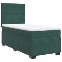 Boxspring met matras fluweel donkergroen 140x190 cm - thumbnail
