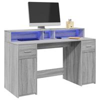 Bureau met LED-verlichting 160x55x91 cm hout grijs sonoma eiken - thumbnail