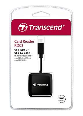 Transcend TS-RDC3 Externe geheugenkaartlezer USB-C Zwart Transcend TS-RDC3 Externe geheugenkaartlezer USB-C Zwart