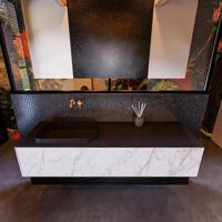 Badkamermeubelset Mondiaz Erin 150 cm met 1 Lade met RIDGE Wastafel Links Urban Zonder Kraangaten Greeploos Mat Carrara - thumbnail